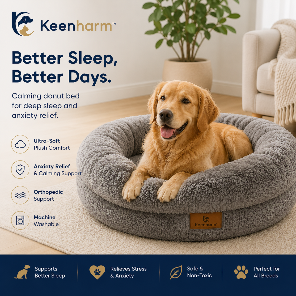 Keenharm™ CloudNest Calming Pet Bed