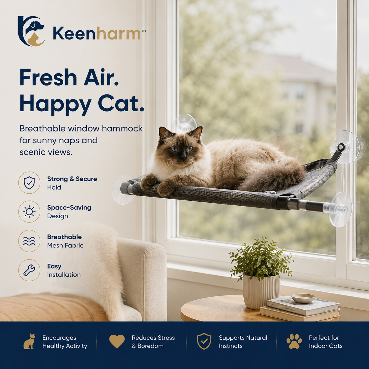 Keenharm™ SunLounge Window Cat Hammock