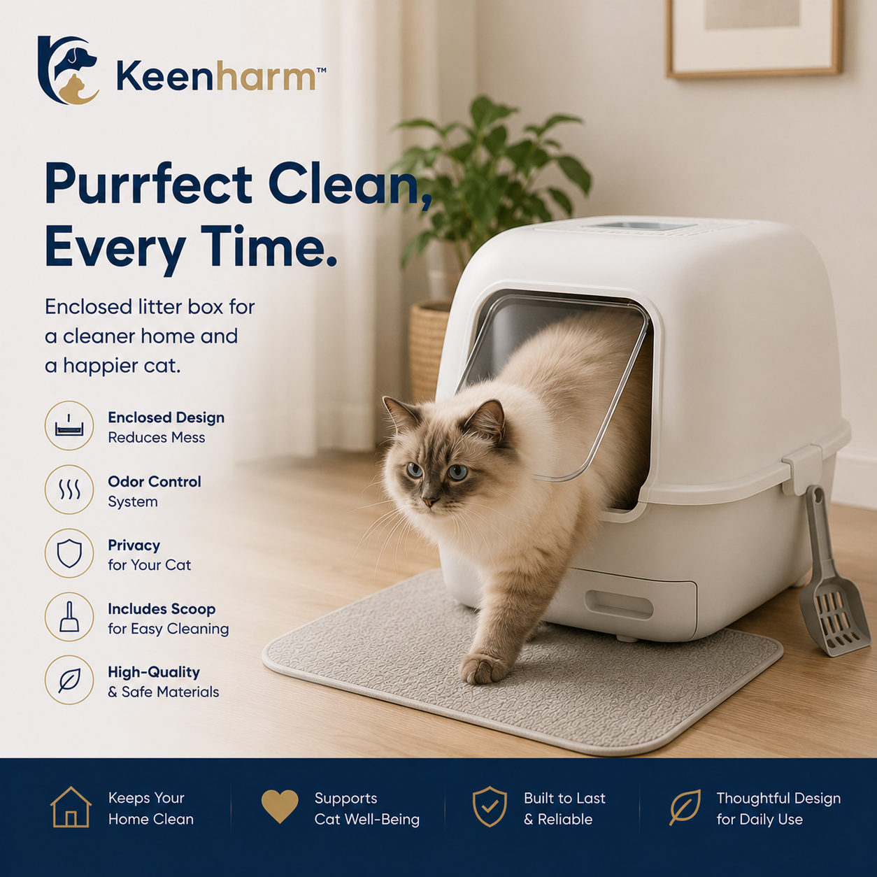 Keenharm™ CleanSphere Covered Litter Box